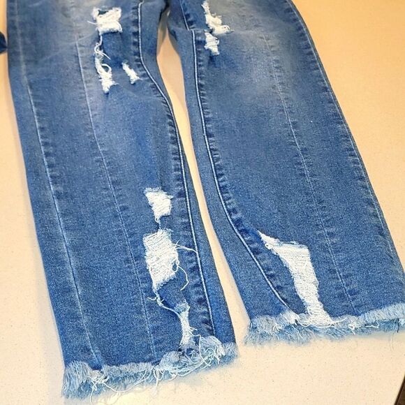 William Rast High Rise Slim Straight Distressed Wash Jeans - Picture 12 of 14